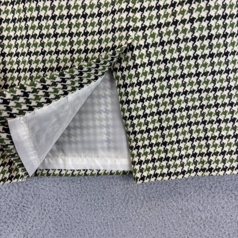 Talbots Skirt 12 Houndstooth Academia Preppy Office Wool Pencil Lined VTG Green - Picture 8 of 9
